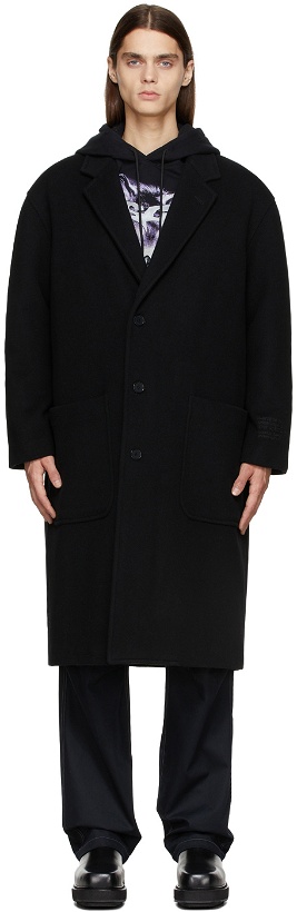 Photo: MSGM Black Brushed Wool Coat