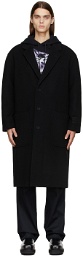 MSGM Black Brushed Wool Coat