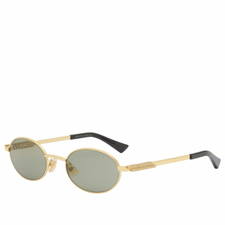 Photo: Bottega Veneta Eyewear Bottega Veneta BV1470S Sunglasses in Gold/Green 