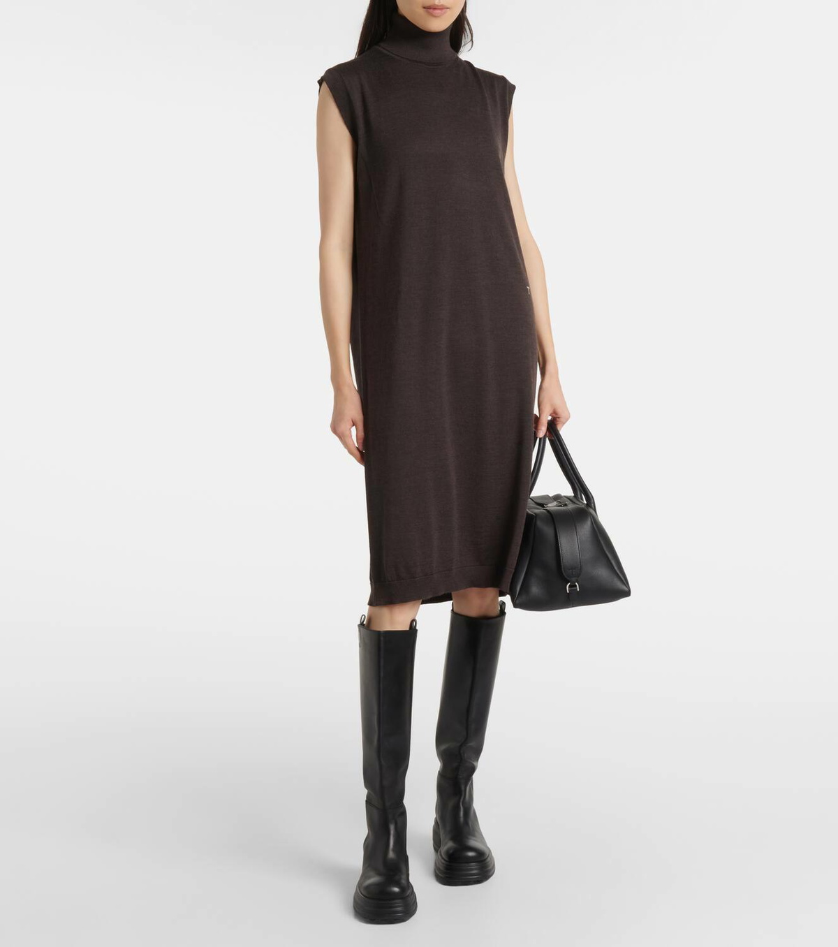 Tod's Wool and silk turtleneck midi dress