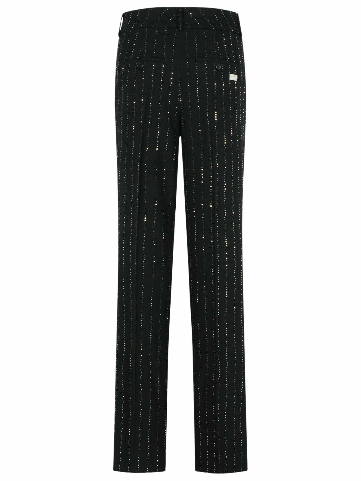 Philipp Plein lady Fit Sequined Pants In Black Wool Blend
