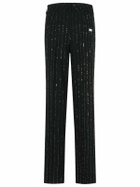 Philipp Plein lady Fit Sequined Pants In Black Wool Blend