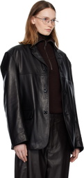 LEMAIRE Black Single Breasted Leather Jacket