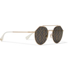 Fendi - Logo-Print Aviator-Style Gold-Tone Sunglasses - Gold