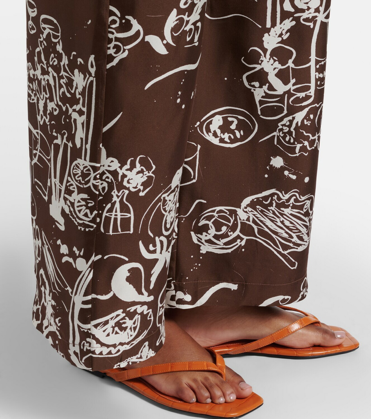 Asceno Isola printed silk twill wide-leg pants