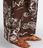 Asceno Isola printed silk twill wide-leg pants