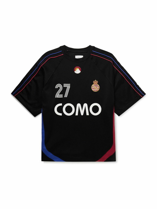 Photo: Rhude - Como 1907 Embroidered Printed Cotton-Blend Jersey T-Shirt - Black