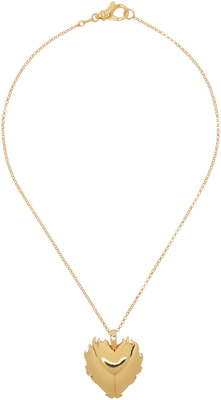 VEERT Gold 'The Flame Heart Pendant' Necklace