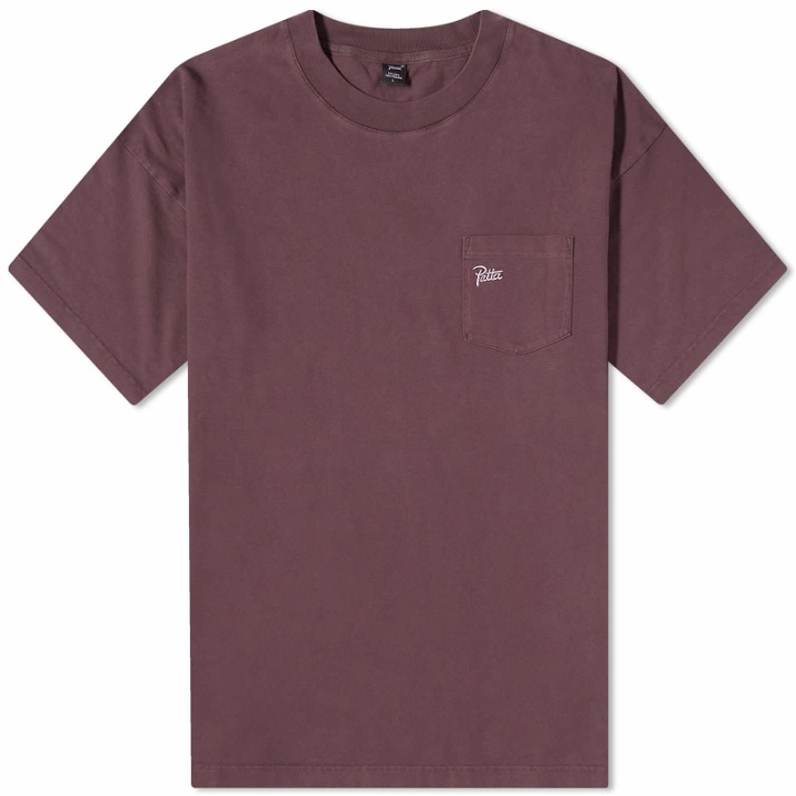 Photo: Patta Men's Basic Washed Pocket T-Shirt in Plum Perfect