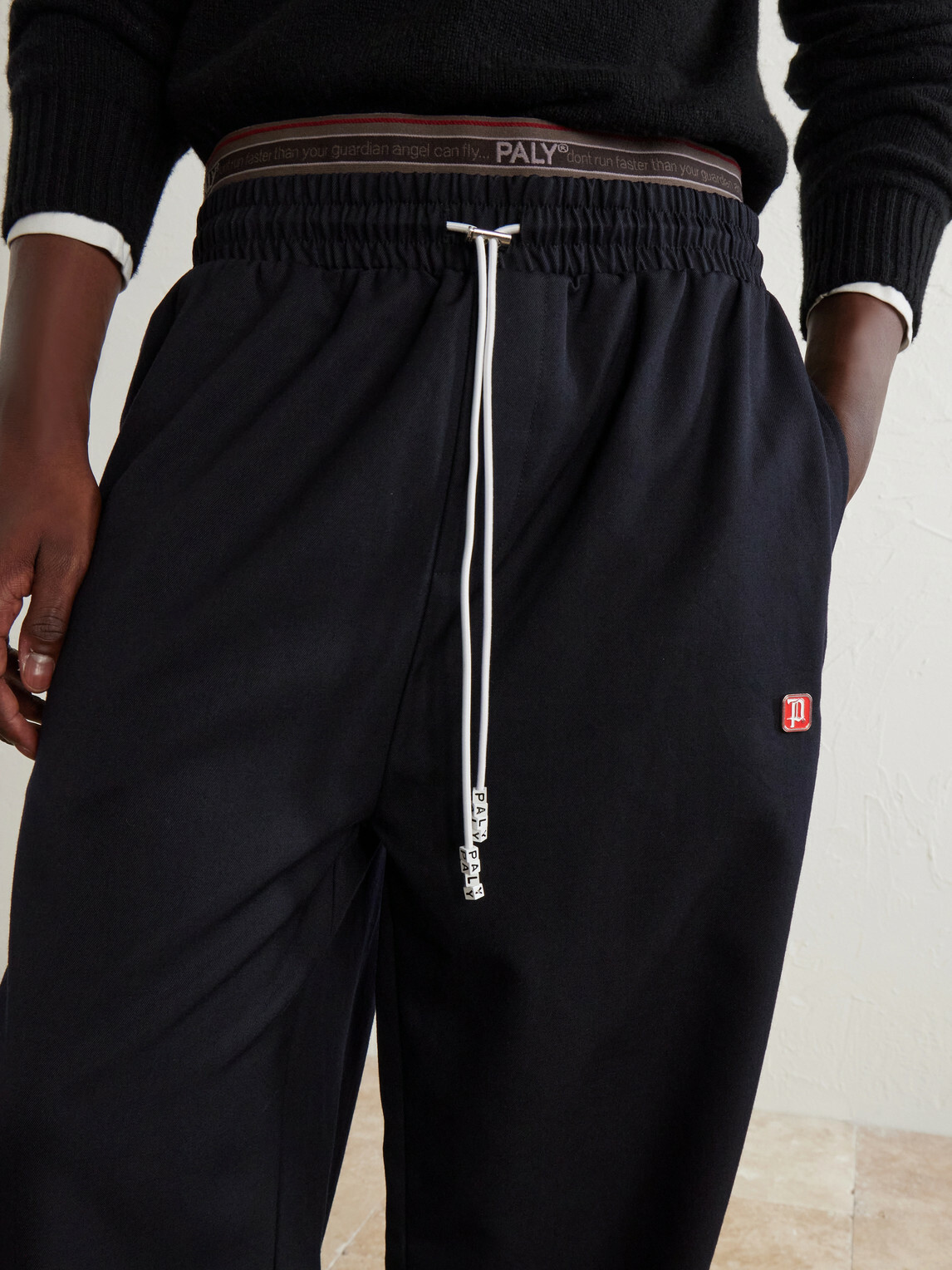 Paly Hollywood - Wide-Leg Wool-Blend Sweatpants - Black