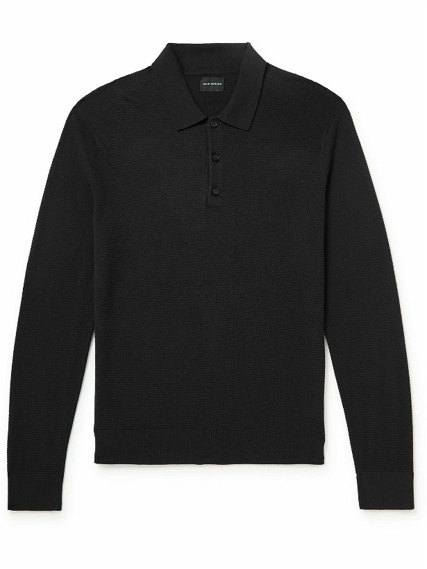 Photo: Club Monaco - Slim-Fit Waffle-Knit Polo Shirt - Black