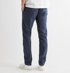 Hartford - Slim-Fit Tapered Pleated Cotton Drawstring Trousers - Blue