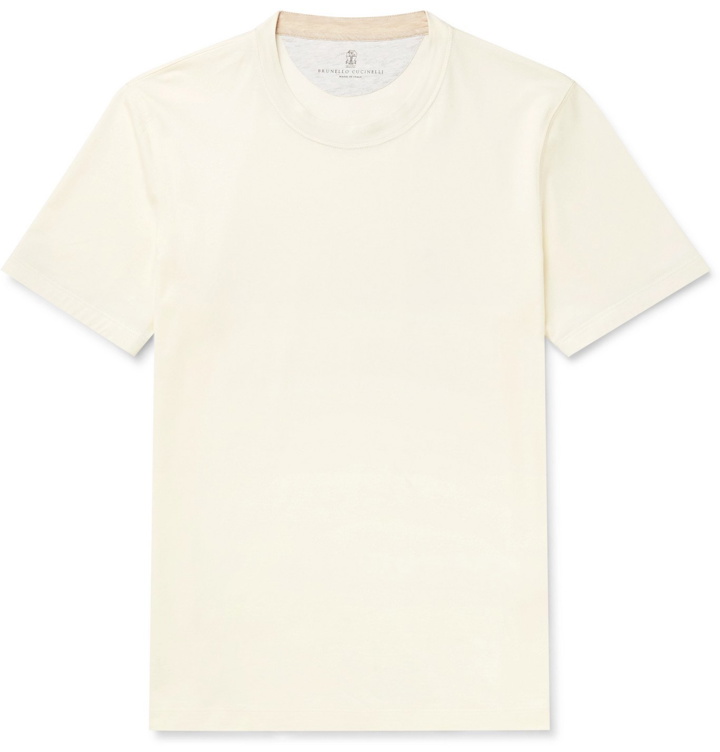 Photo: Brunello Cucinelli - Cotton-Jersey T-Shirt - Neutrals