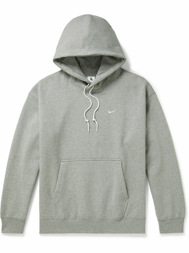 Photo: Nike - Logo-Embroidered Cotton-Blend Jersey Hoodie - Gray