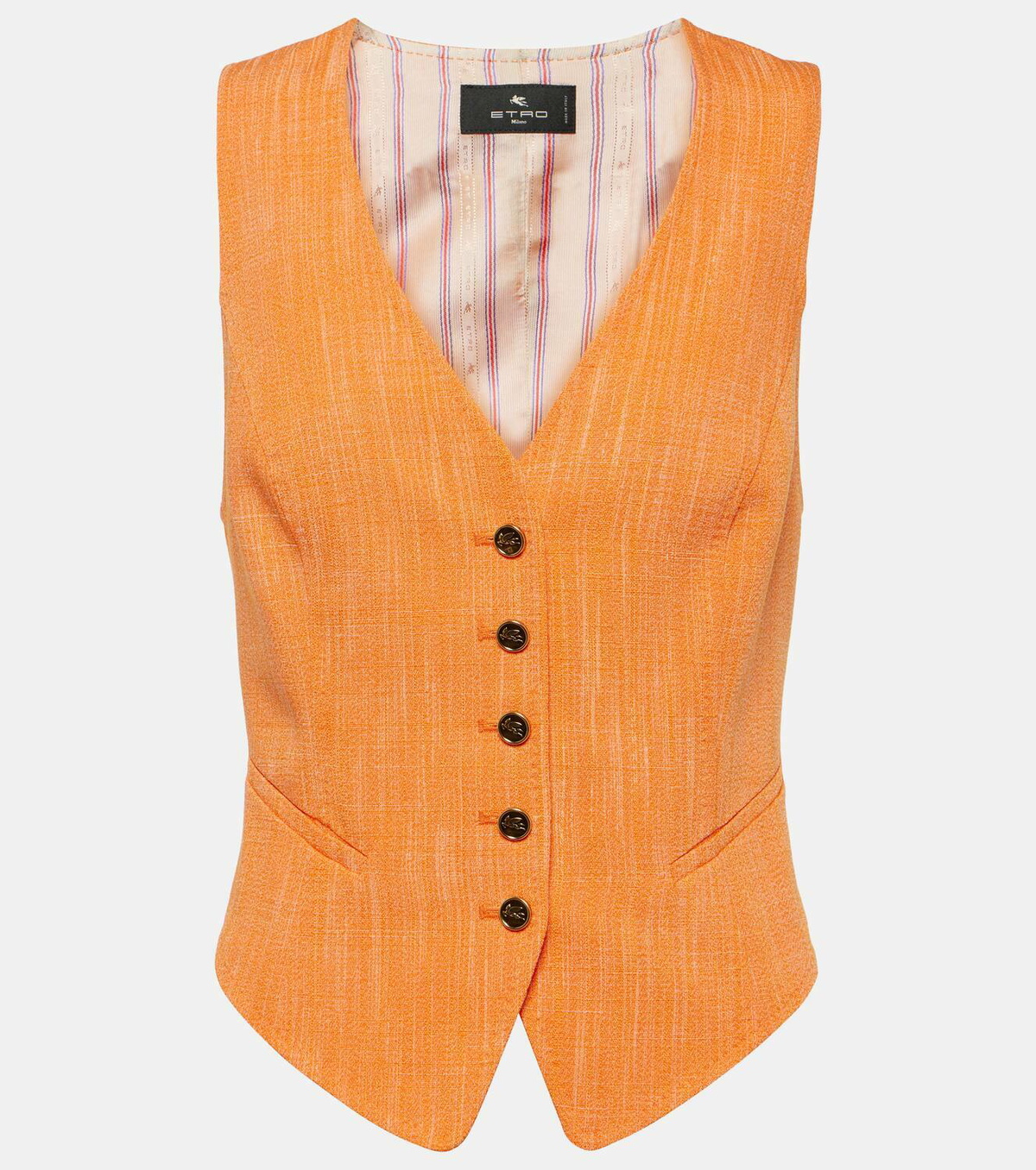 ベスト・ジレ Etro Embroidered Wool Blend Vest Etro Single-breasted vest Etro