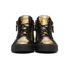 Giuseppe Zanotti Black and Gold May London Kokis High-Top Sneakers