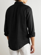 Polo Ralph Lauren - Button-Down Collar Logo-Embroidered Linen Shirt - Black