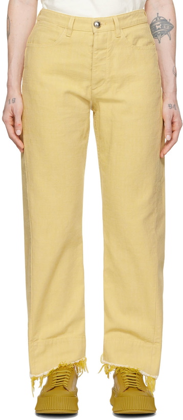 Photo: Jil Sander Yellow Raw-Cuff Jeans