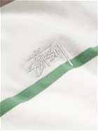 Stussy - Logo-Embroidered Striped Cotton-Jersey T-Shirt - White