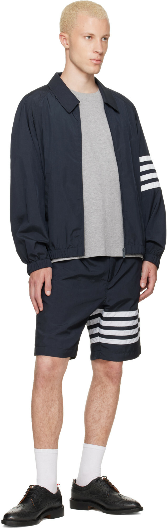 Thom Browne Navy Ripstop Raglan Coach Jacket