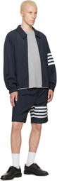 Thom Browne Navy Ripstop Raglan Coach Jacket