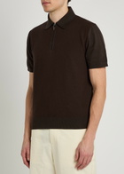 Canali Textured-knit Cotton Polo Shirt Brown