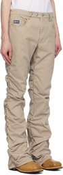 MISBHV Beige Cotton Twill Stacked Trousers