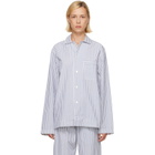 Tekla Blue & White Poplin Long-Sleeved Pyjama Shirt