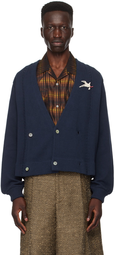 Photo: Bode Navy Double-Breasted Cardigan