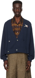 Bode Navy Double-Breasted Cardigan