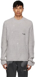 HELIOT EMIL Grey Knit Warped Sweater
