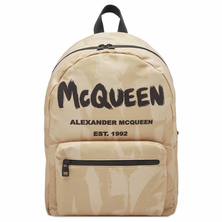 Photo: Alexander McQueen Men's Metropolitan Graffiti Backpack in Beige/Black