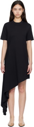 Loulou de Saison Black IGARI Asymmetric T-shirt Midi Dress