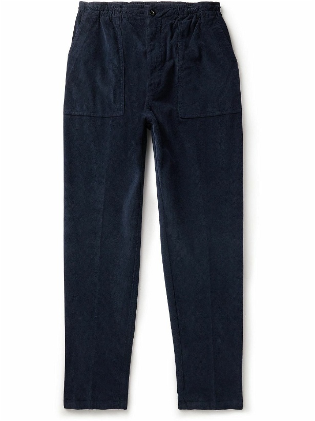 Photo: Altea - Fatigue Tapered Garment-Dyed Stretch-Cotton Corduroy Drawstring Trousers - Blue