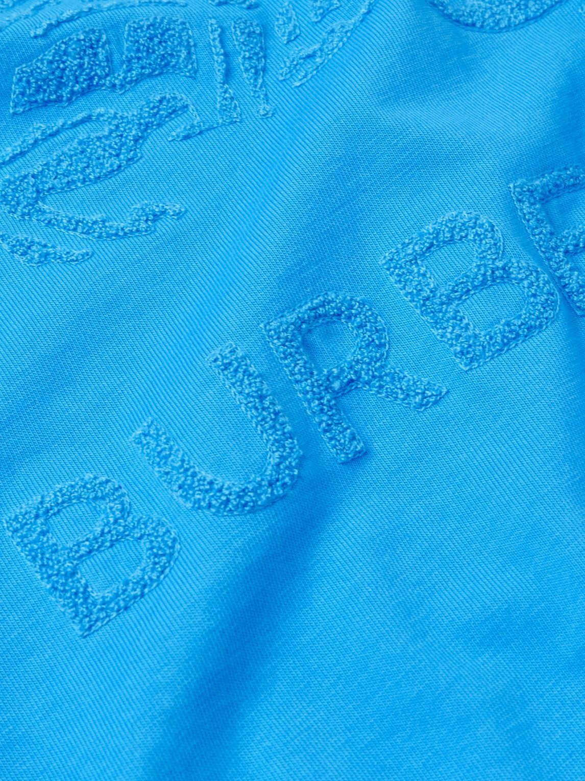 Burberry - Logo-Flocked Cotton-Jersey T-Shirt - Blue Burberry