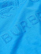 Burberry - Logo-Flocked Cotton-Jersey T-Shirt - Blue