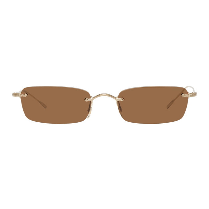 Photo: Oliver Peoples Gold and Brown Daveigh Sunglasses