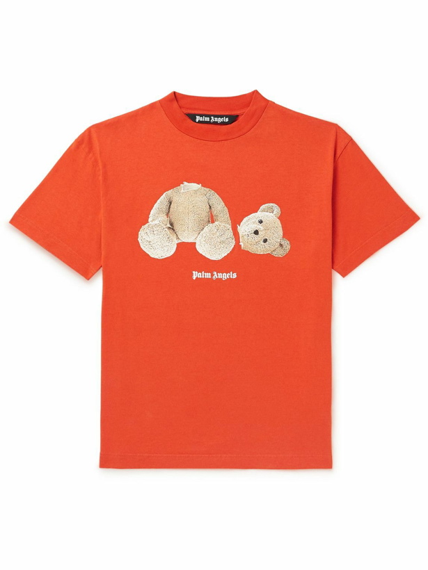 Photo: Palm Angels - Logo-Print Cotton-Jersey T-Shirt - Orange