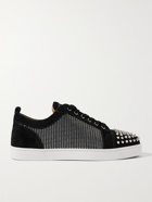 CHRISTIAN LOUBOUTIN - Louis Junior Spikes Orlato Suede and Canvas Sneakers - Black - 40