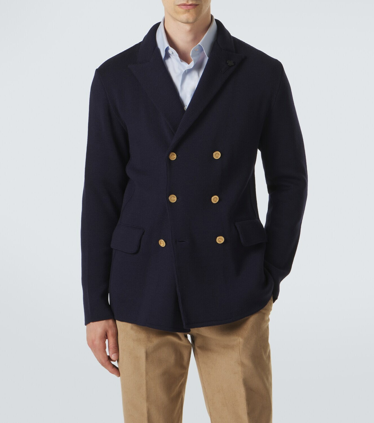 Lardini Double-breasted virgin wool blazer