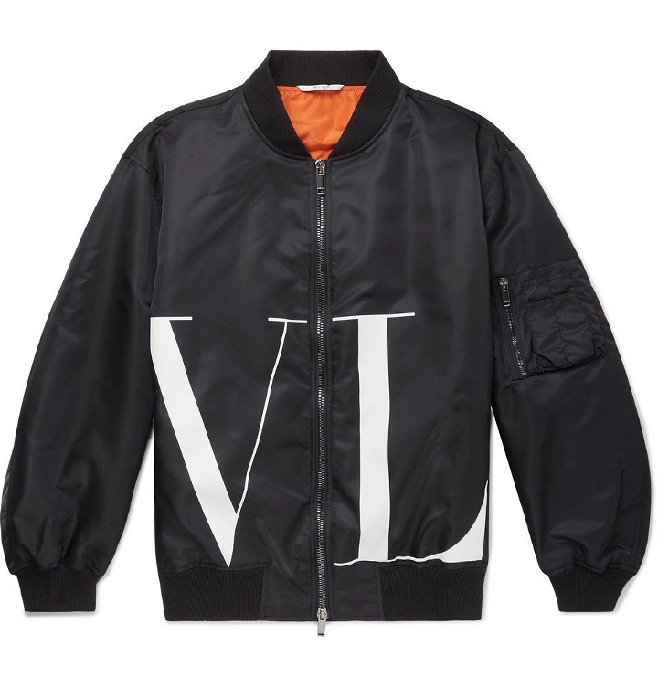 Photo: Valentino - Oversized Logo-Print Shell Bomber Jacket - Men - Navy