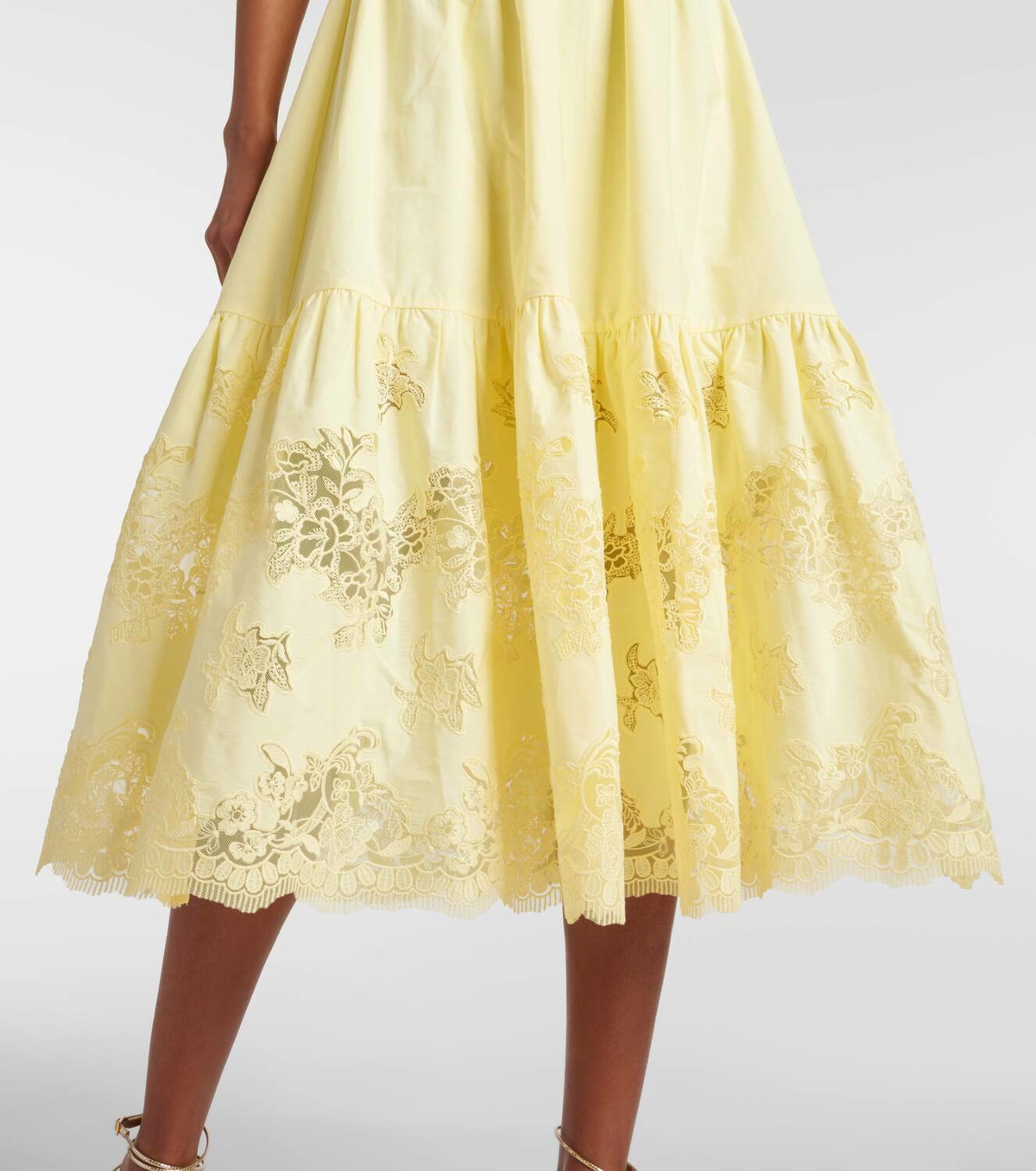 Self-Portrait Lace-trimmed cotton midi dress Self-Portrait Self-Portrait Lace-trimmed cotton midi dress Self-Portrait