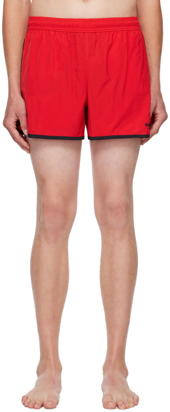 Photo: Alexander McQueen Red Embroidered Swim Shorts