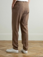 Sunspel - Straight-Leg Pleated Virgin Wool-Twill Trousers - Brown