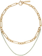 Justine Clenquet SSENSE Exclusive Gold & Green Paloma Necklace
