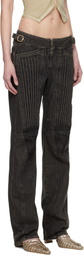 KNWLS Black Corded Straight Jeans