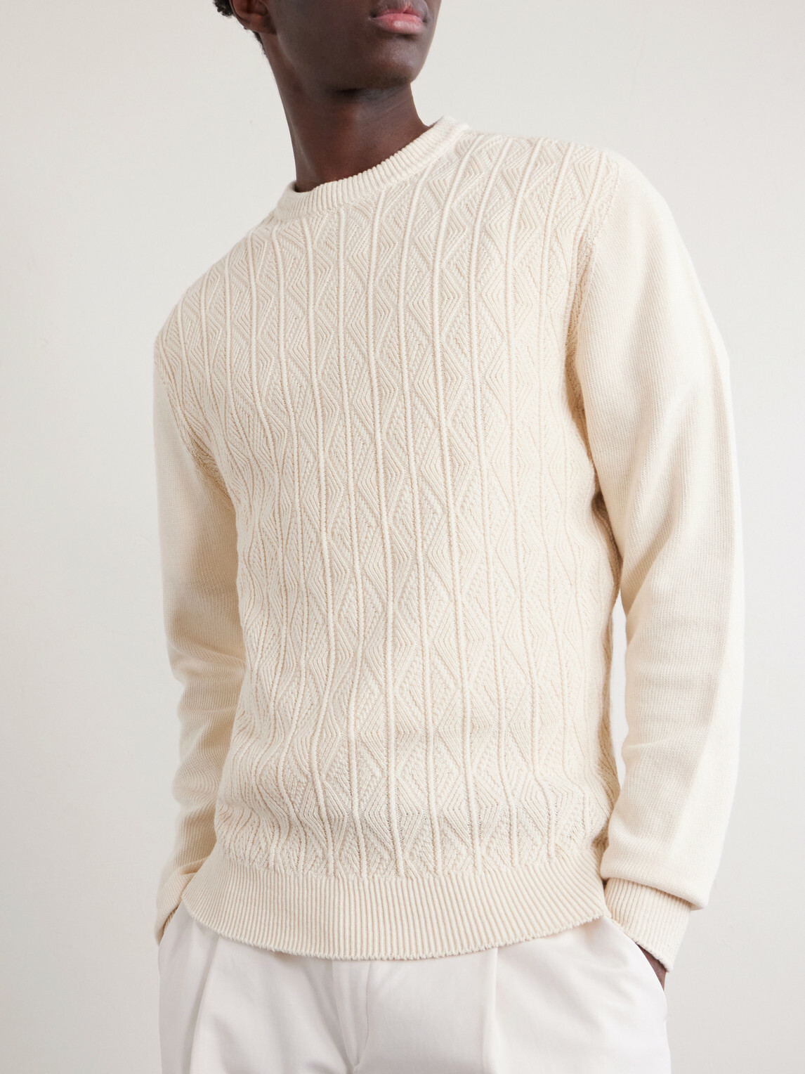 Inis Meáin - Knitted Cotton and Cashmere-Blend Sweater - Neutrals