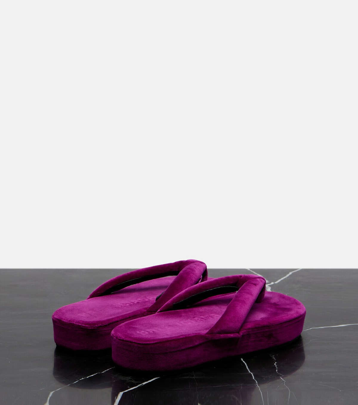 Balenciaga Jet Lag velvet platform thong sandals