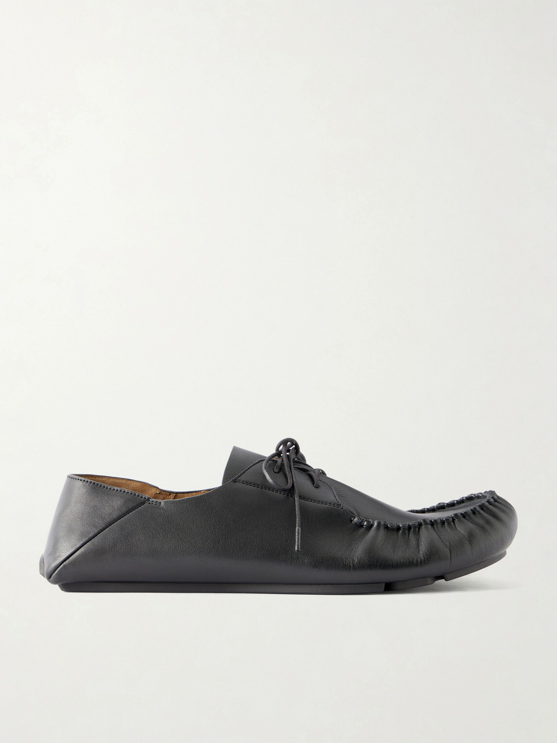 LOEWE - Rambla Leather Boat Shoes - Black
