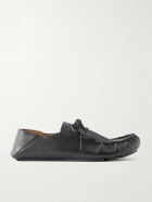 LOEWE - Rambla Leather Boat Shoes - Black